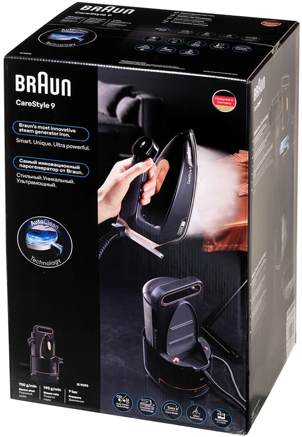Braun CareStyle 9 IS 9090 BK 2700 W 2 L EloxalPlus soleplate Juodas, Copper