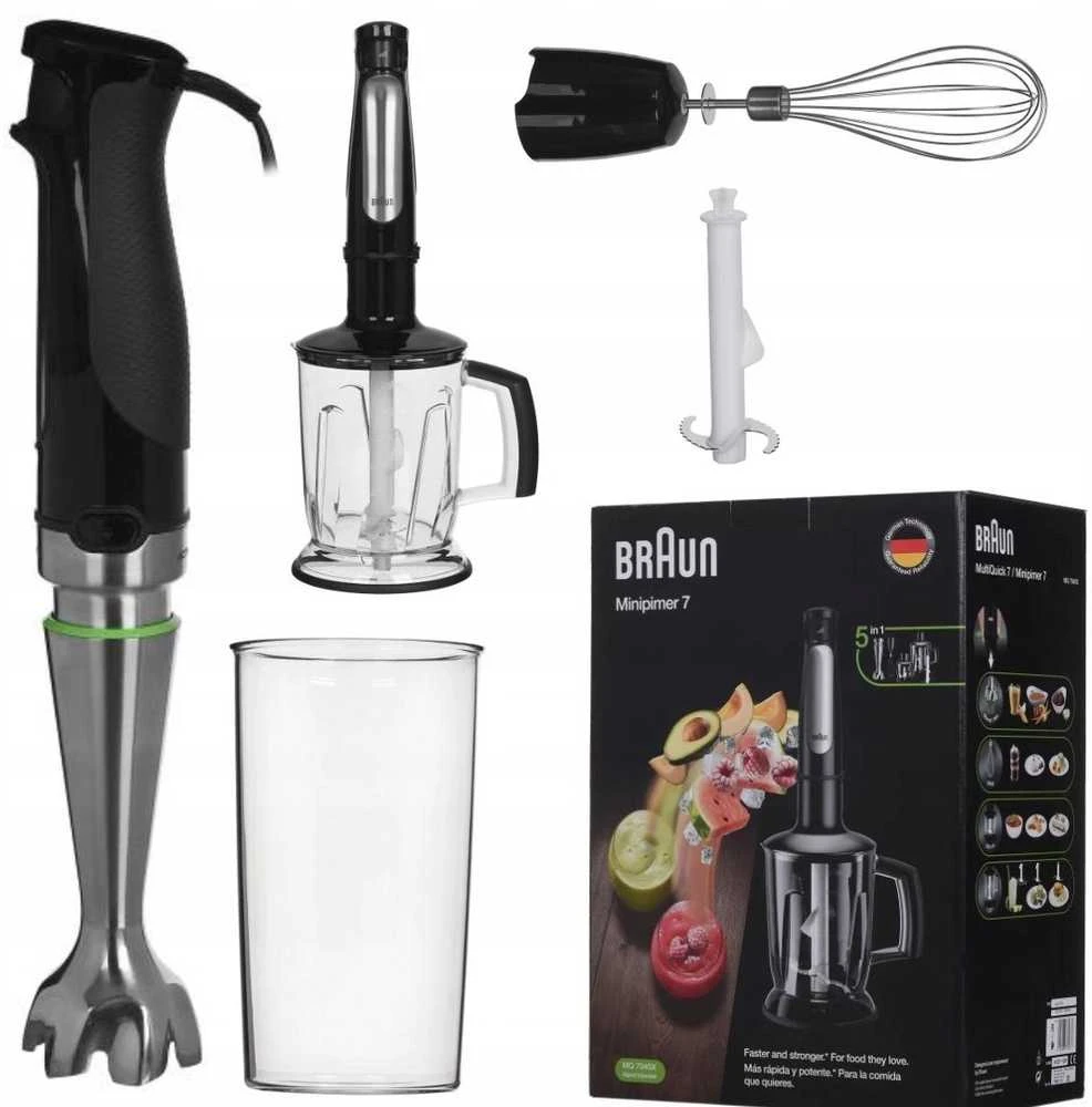 Braun MultiQuick 7 MQ 7045X 1,25 L Panardinamas maišytuvas Juoda, Nerūdijančiojo plieno 1000 W