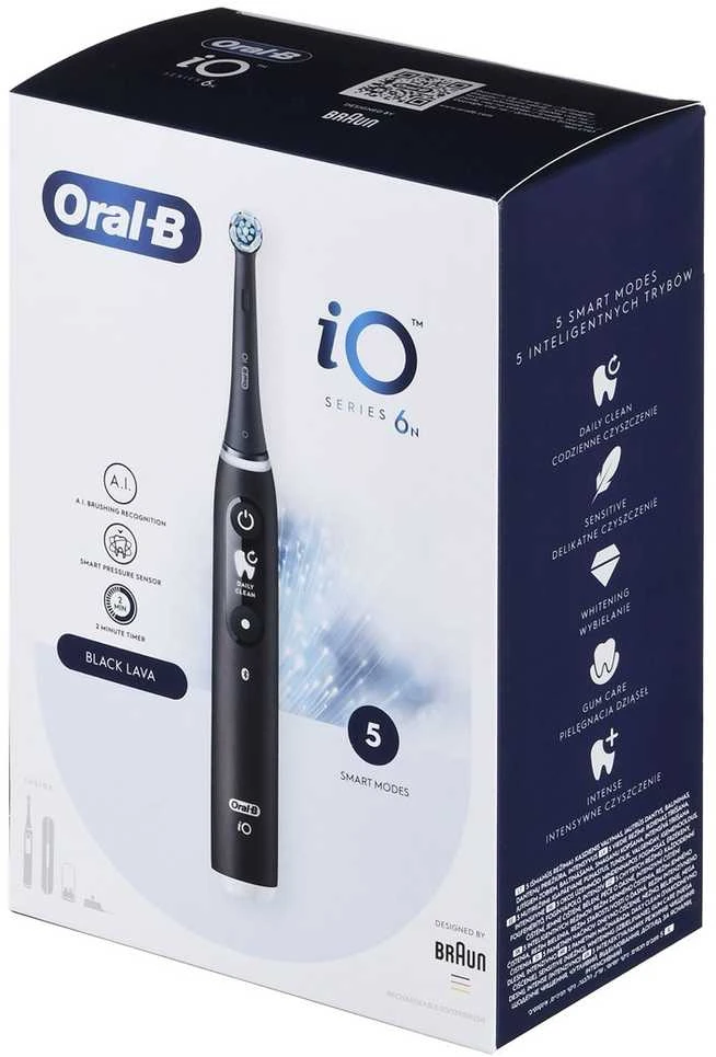 Braun iOM6.1B6.3DK Oral-B iO6 Elektrinis Dantų Šepetėlis Juodas Onyx