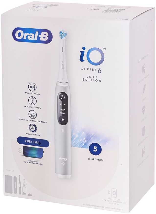 Braun Oral-B iO Series 6 Pilkas Opal Luxe Edition electric dantų šepetėlis