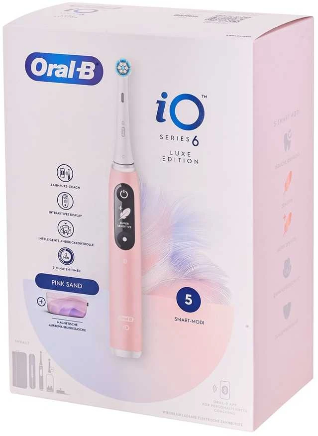 Braun Oral-B iO Series 6 Rožinė Sand Luxe Edition electric dantų šepetėlis