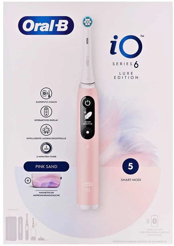 Braun Oral-B iO Series 6 Rožinė Sand Luxe Edition electric dantų šepetėlis