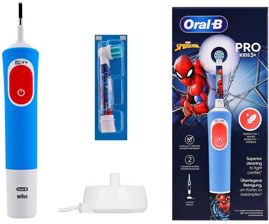 Dantų šepetėlis Oral-B Vitality Pro D103 Kids 3+ Spiderman mėlyna/raudona