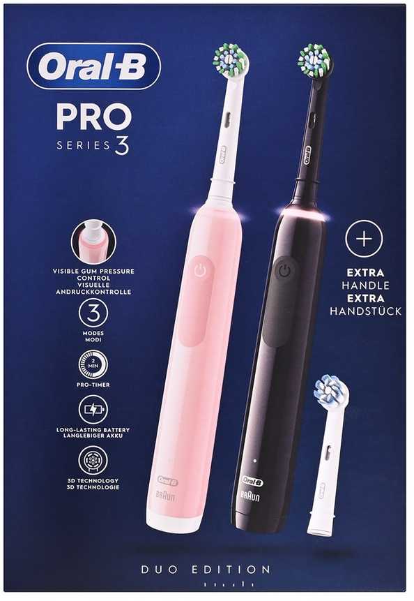 Elektrinis dantų šepetėlis Oral-B Pro 3 3900N, Juodas/Rožinis