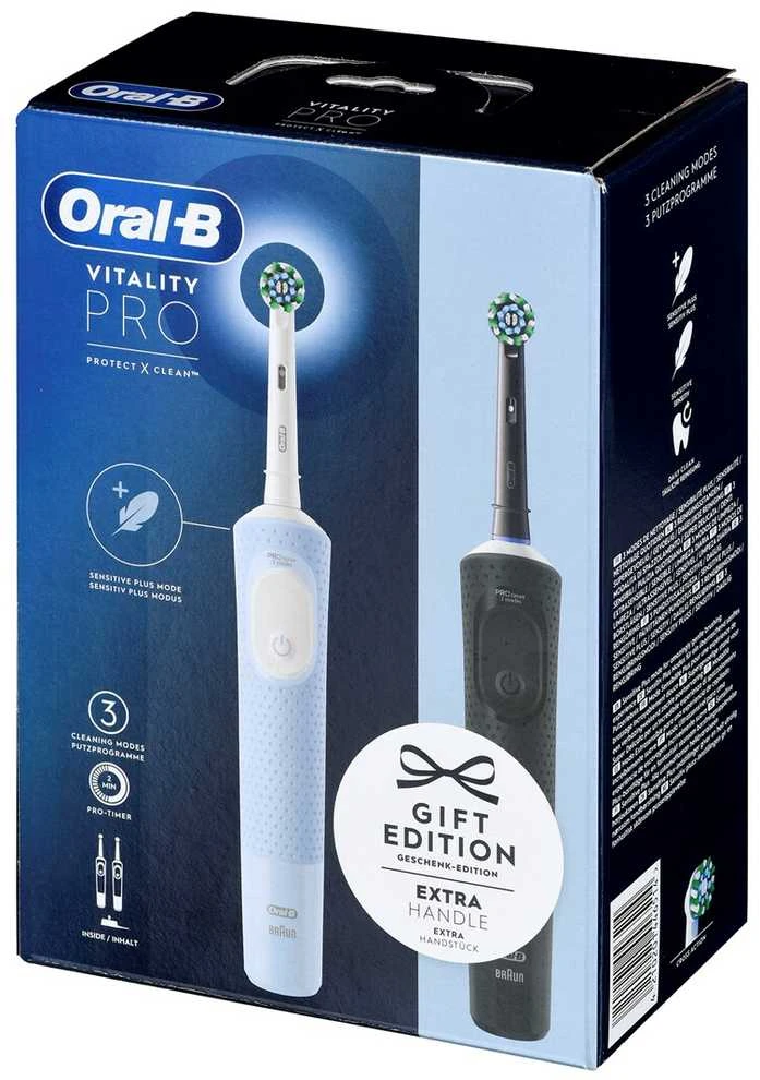Braun Oral-B Vitality Pro Duo Adult Rotating-oscillating dantų šepetėlis Juodas, Mėlyna, Baltas