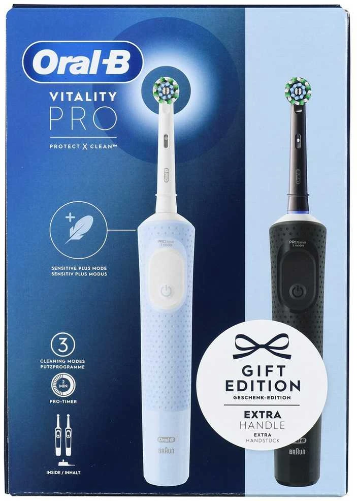 Braun Oral-B Vitality Pro Duo Adult Rotating-oscillating dantų šepetėlis Juodas, Mėlyna, Baltas