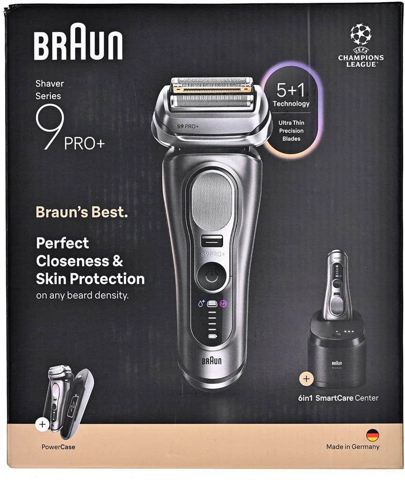 Braun 9675CC Barzdaskutė Series 9 PRO+ Clean&Charge +Power Case / pilkas