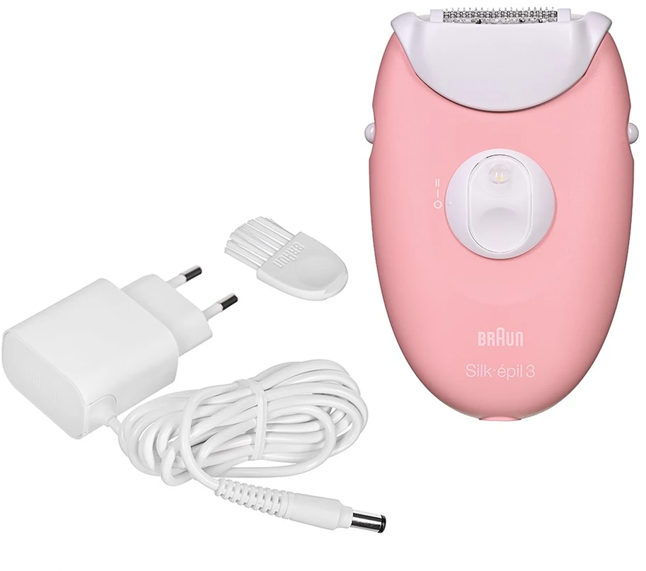 BRAUN Silk-épil 3 SES 3-176 Epilator, Baltas and Rožinė
