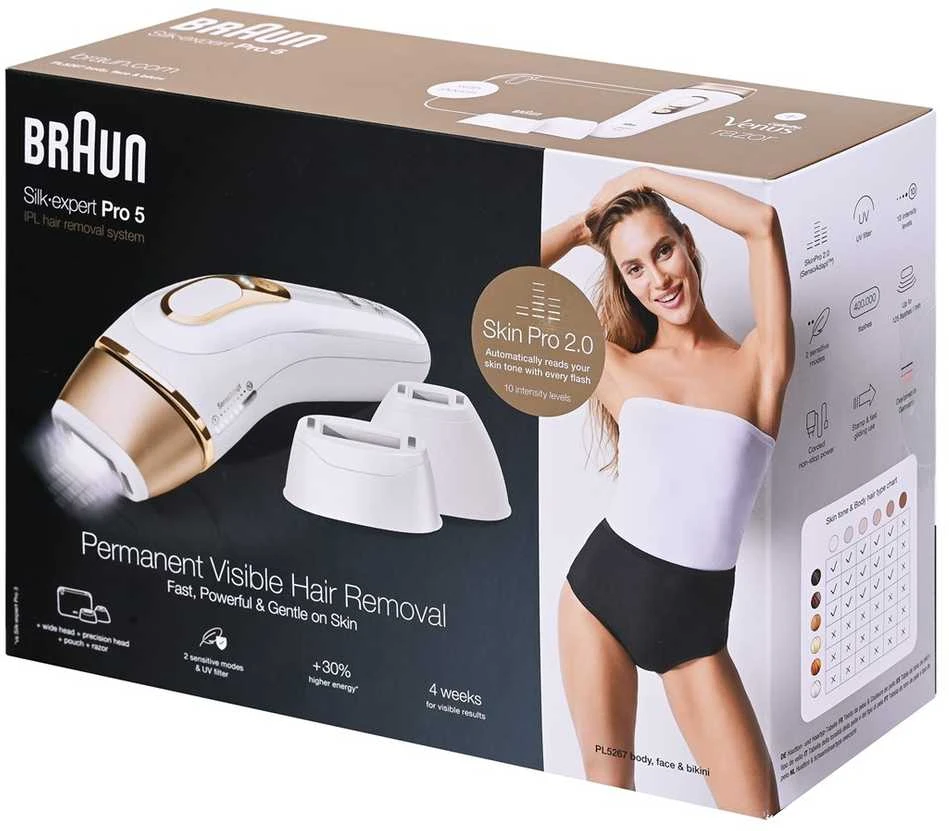 Braun Silk-expert Pro Silk·expert Pro 5 PL5267 Intensyviai pulsuojanti šviesa (IPL) Auksinė, Baltas