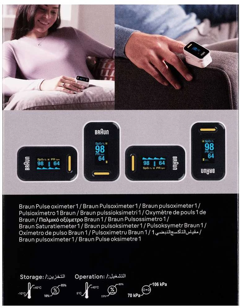 Braun YK-81CEU pulse oximeter Juodas, Nerūdijantis plienas
