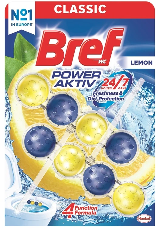 WC valiklis-gaiviklis BREF POWER AKTIV LEMON, 2×50 g
