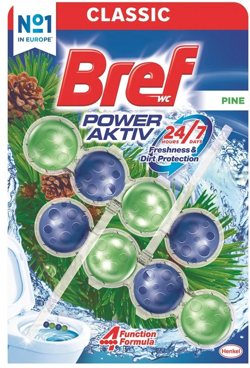 WC valiklis-gaiviklis BREF POWER AKTIV PINE, 2×50 g