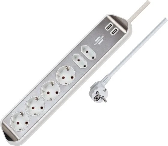 Buitinis ilgintuvas BRENNENSTUHL, 6 vietų, 2 USB, 2 m