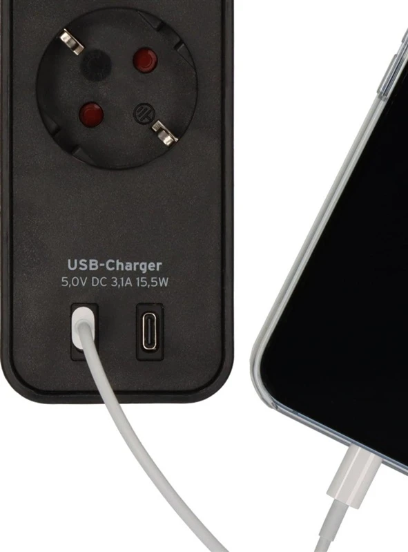 Brennenstuhl EXTENSION ECOLOR 4PL 2USB C 1.5M Juodas