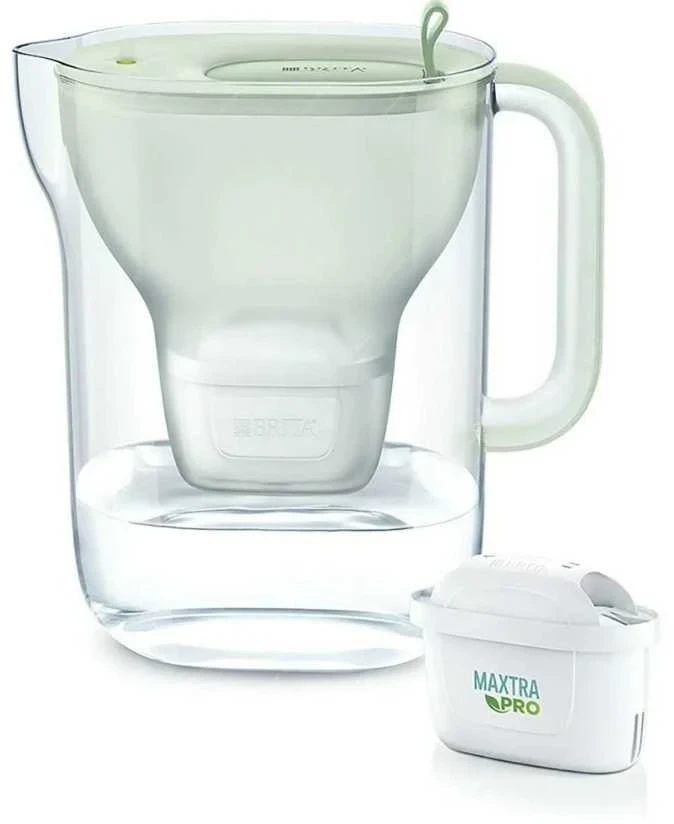 Vandens filtravimo ąsotis BRITA Style Eco 2.4L, žalios spalvos su 2x MAXTRA PRO filtrais +DOVANA Brita gertuvė