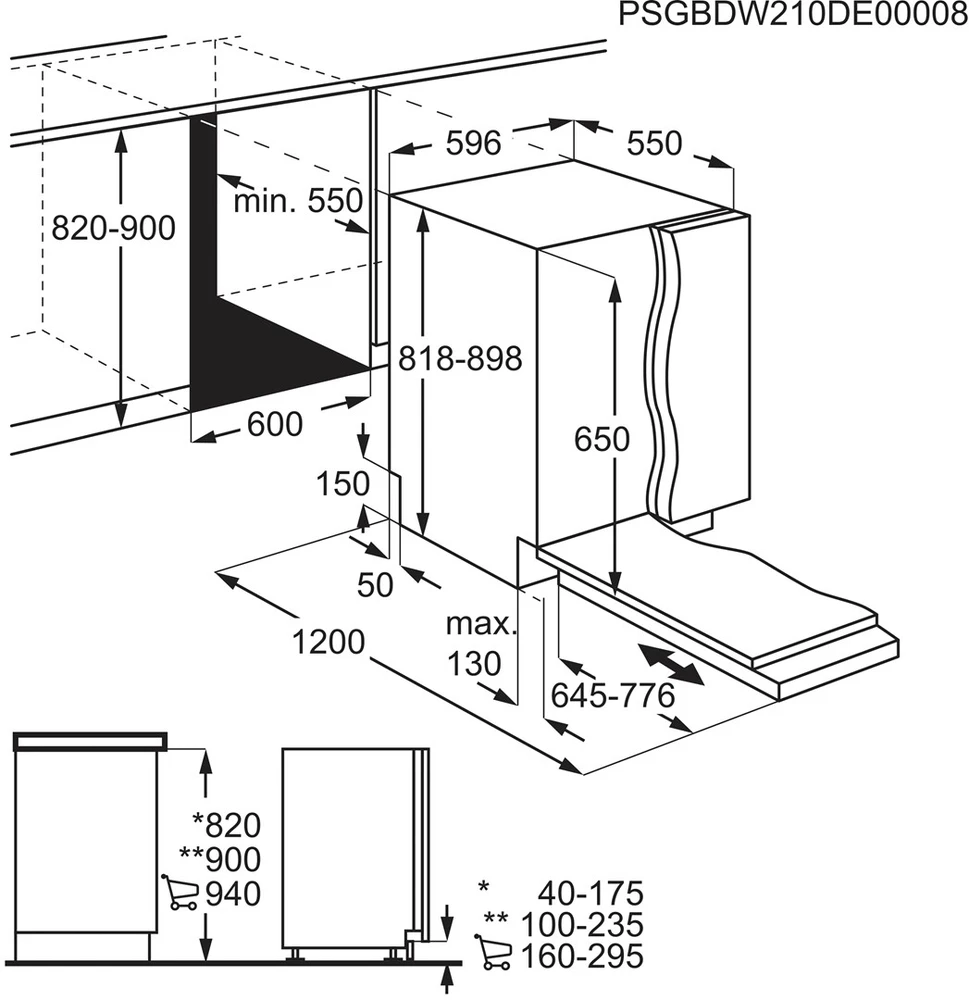 Electrolux E62LD100S Fully built-in 13 place settings