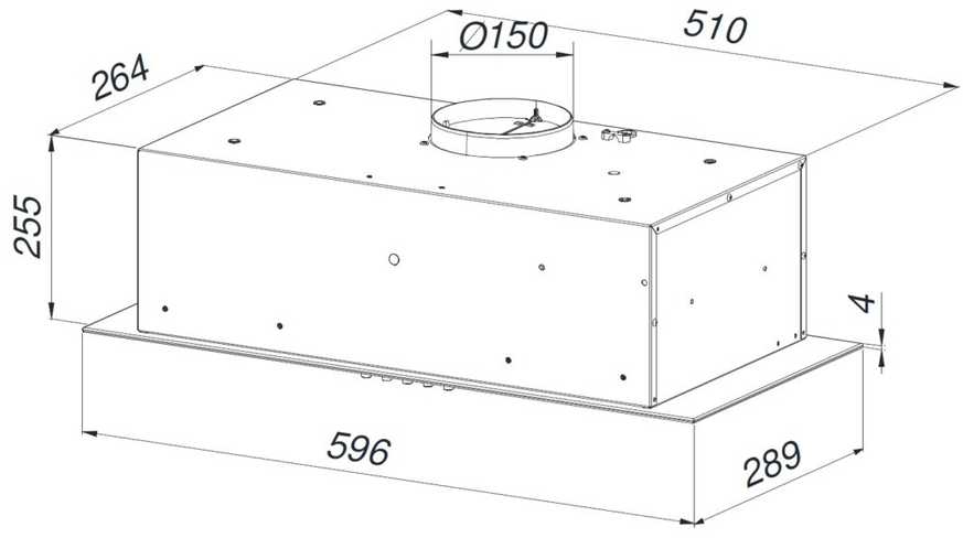 Built-in under-cabinet kitchen hood MAAN Ares M 60 soft touch 570 m3/h, Juodas