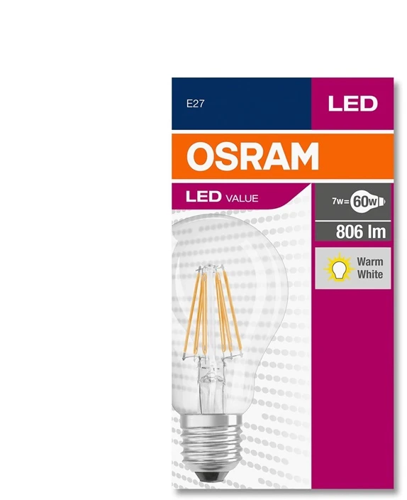 LED lemputė OSRAM, A60, E27, 7 W, 806 lm, 2700 K