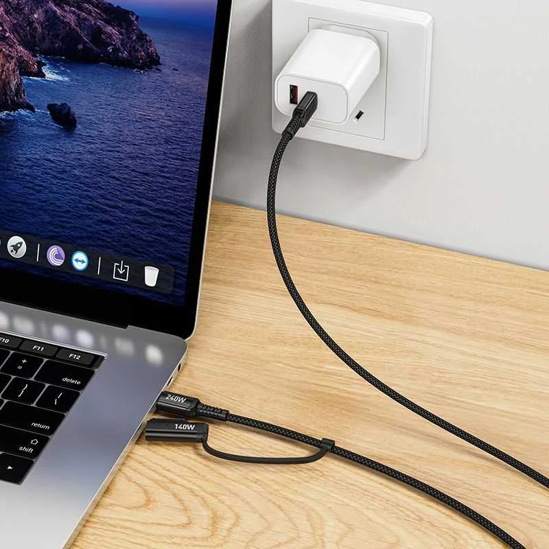 Laidas 2in1 USB C į USB C / Mag3 Hoco 240W 1,8 m U142 juodas
