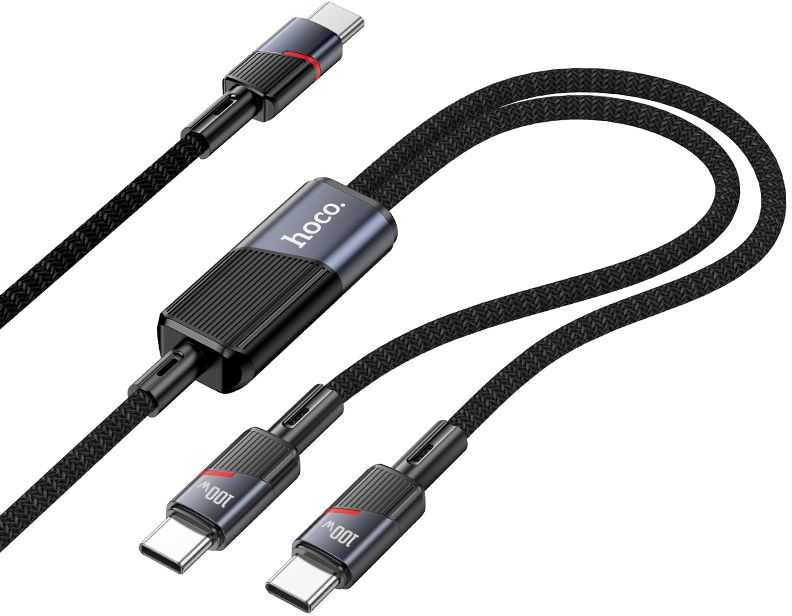 Cable 2in1 USB C į USB C / USB C Hoco 5A 100W 1,2 m U139 juodas