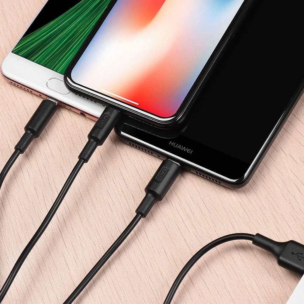 USB kabelis Hoco (X25) 3in1 lightning+micro+type-C juodas 1m