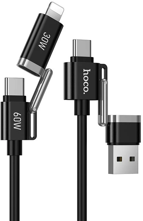 Kabelis 4w1 USB A/USB C į USB C/Lightning Hoco 3A 60W 1,2 m U155 juodas
