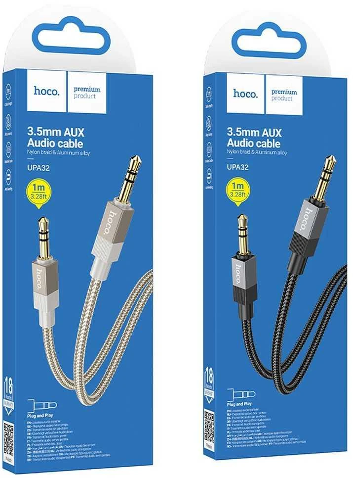 AUX kabelis Jack 3,5 mm (kištukas) į Jack 3,5 mm (kištukas) Hoco 1 m UPA32 auksinis