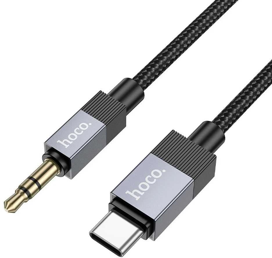 Kabelis AUX Jack 3,5 mm (kištukas) - USB C (kištukas) Hoco 1 m UPA32B juodas
