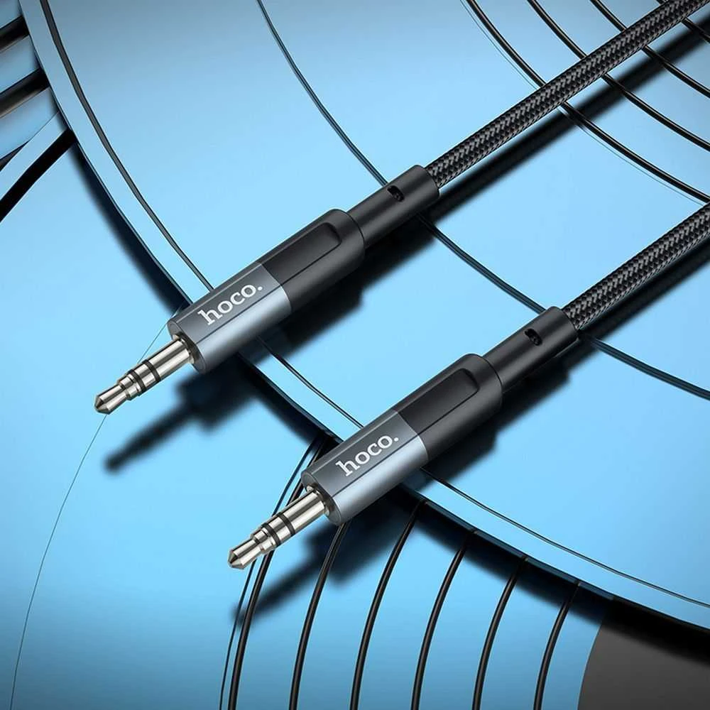 Kabelis AUX lizdas 3,5 mm į lizdą 3,5 mm Hoco 1 m UPA23 metalinis pilkas