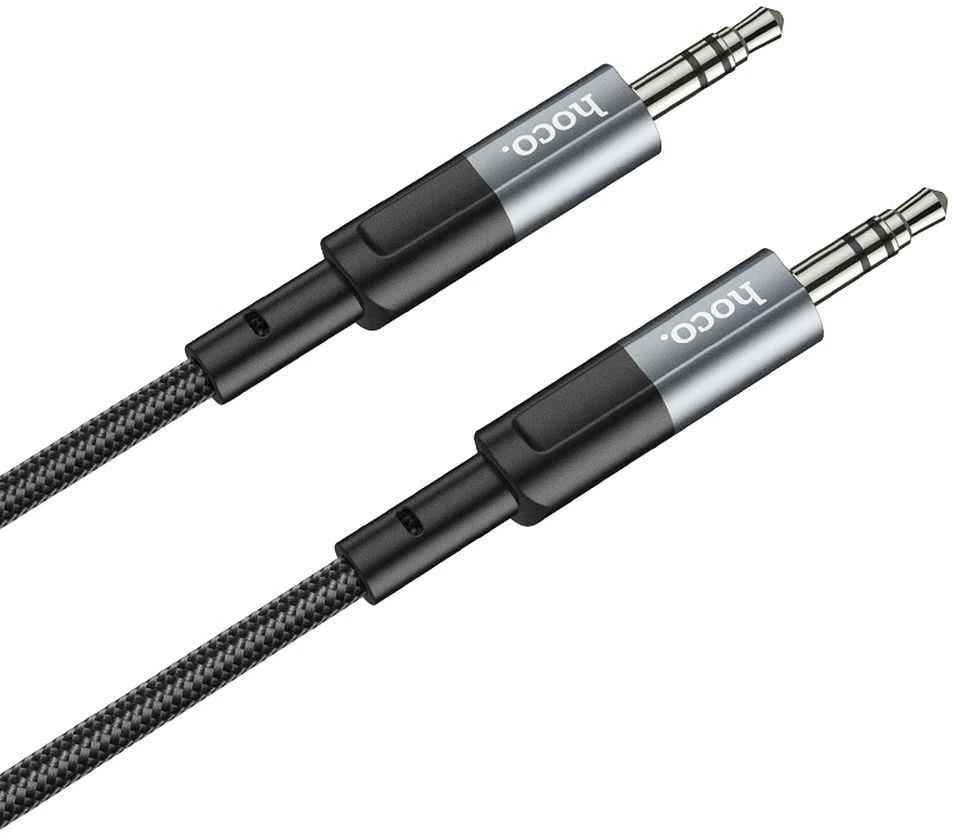 Kabelis AUX lizdas 3,5 mm į lizdą 3,5 mm Hoco 1 m UPA23 metalinis pilkas