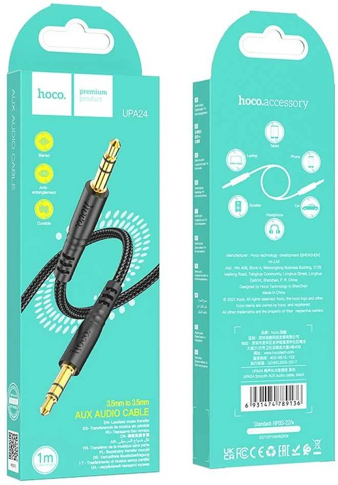 Audio adapteris Hoco UPA24 3,5mm į 3,5mm (p-p) juodas