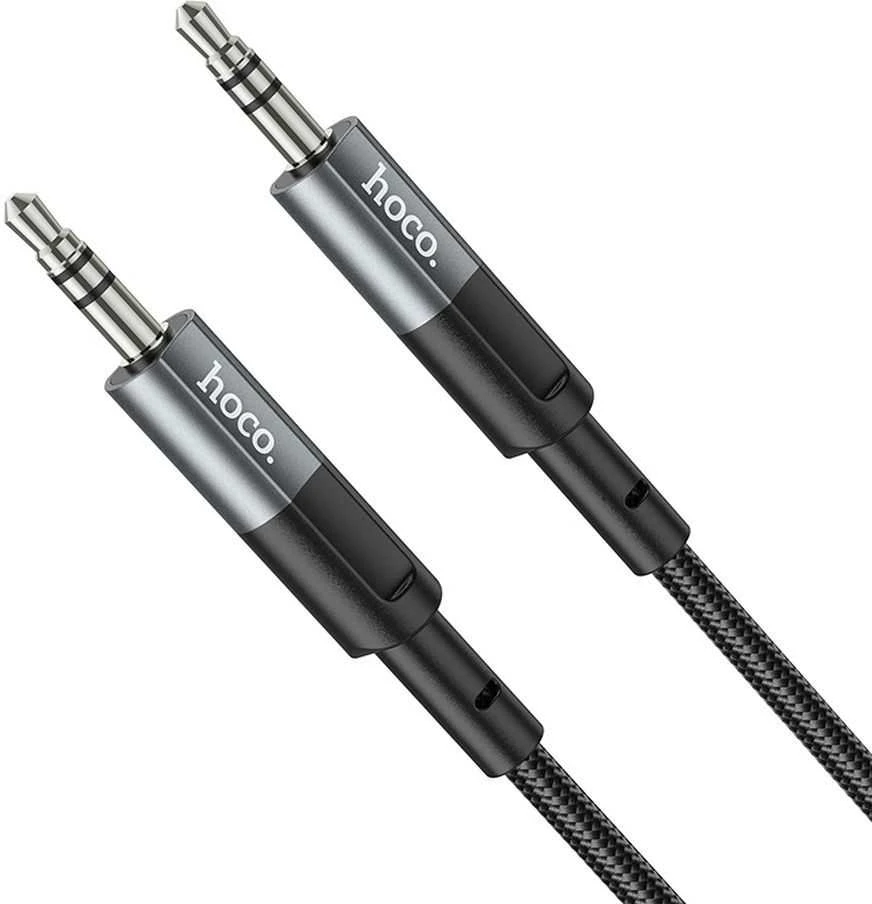 Kabelis AUX lizdas 3,5 mm į lizdą 3,5 mm Hoco 1 m UPA23 metalinis pilkas