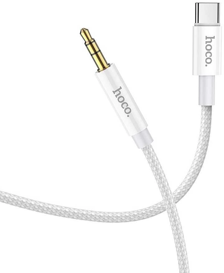 Kabelis AUX Jack 3,5 mm - USB C Hoco 1 m UPA19 sidabrinis