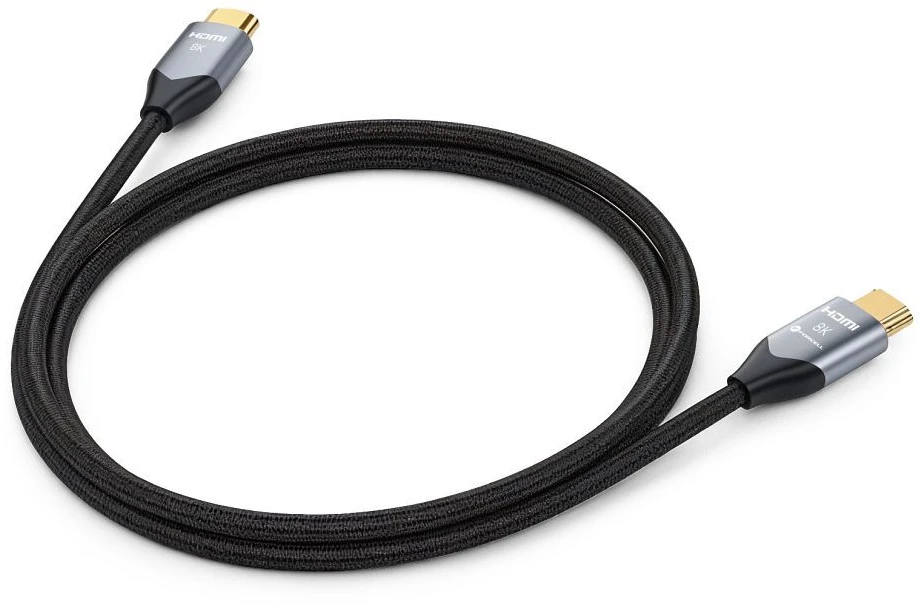 HDMI 2.1 laidas „Forcell Cafule“ 8K 60Hz / 4K 120Hz – itin didelis greitis, HDR, eARC, VRR, 48 Gbps, 3 m juodas