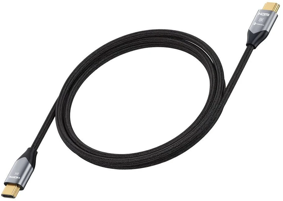 HDMI 2.1 laidas „Forcell Cafule“ 8K 60Hz / 4K 120Hz – itin didelis greitis, HDR, eARC, VRR, 48 Gbps, 1 m, juodas