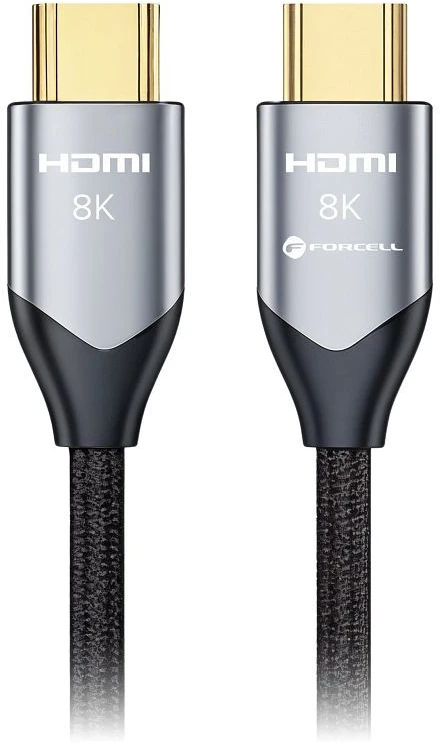 HDMI 2.1 laidas „Forcell Cafule“ 8K 60Hz / 4K 120Hz – itin didelis greitis, HDR, eARC, VRR, 48 Gbps, 5 m juodas