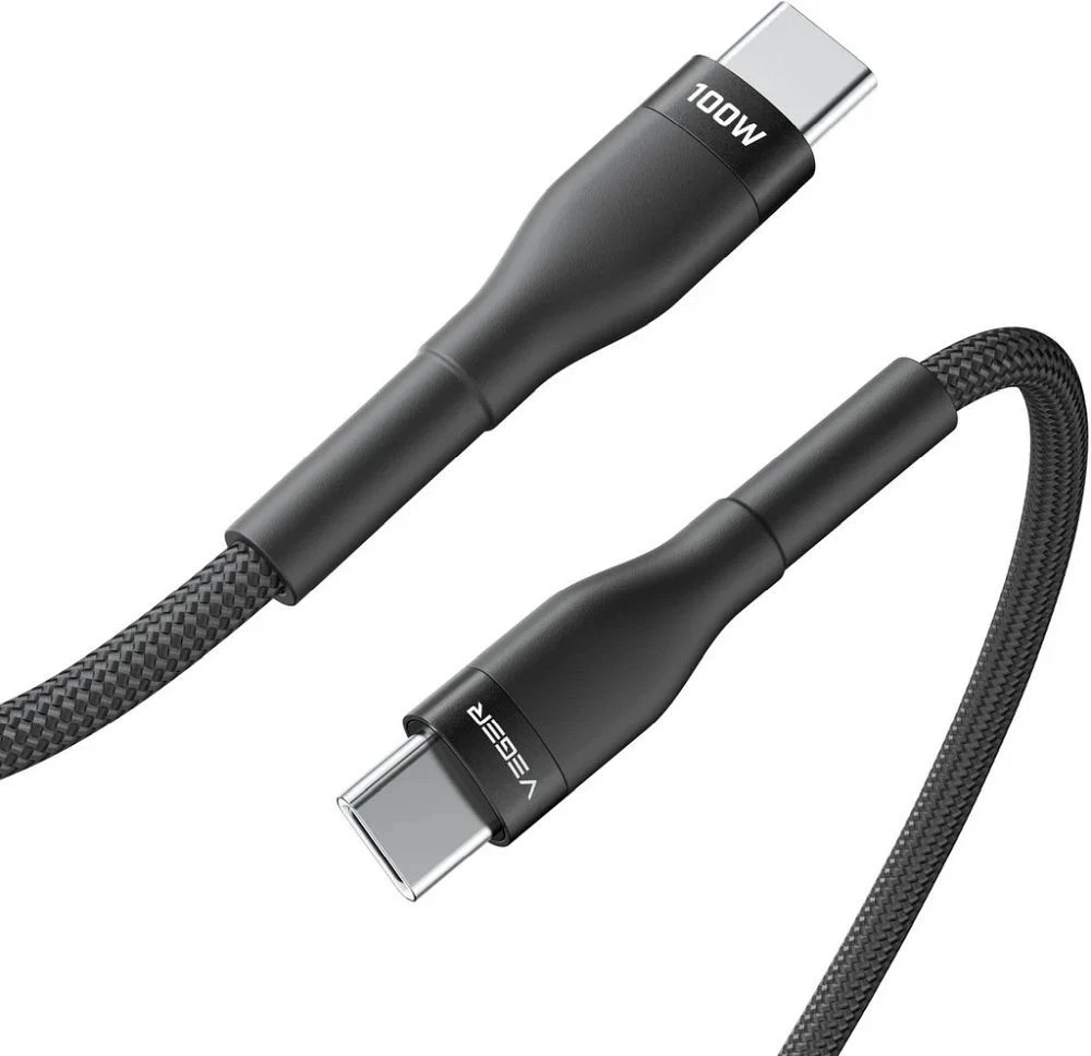 C tipo į C tipo jungtuvas VEGER PD 5A 100W CC05 1,5 m juodas