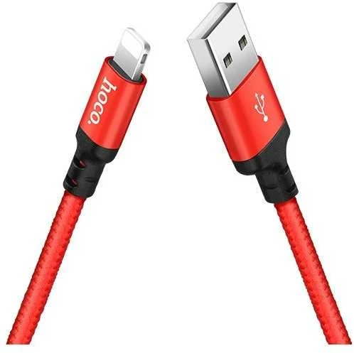 USB kabelis Hoco X14 Lightning, raudonas-juodas 1.0m