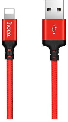 USB kabelis Hoco X14 Lightning, raudonas-juodas 1.0m