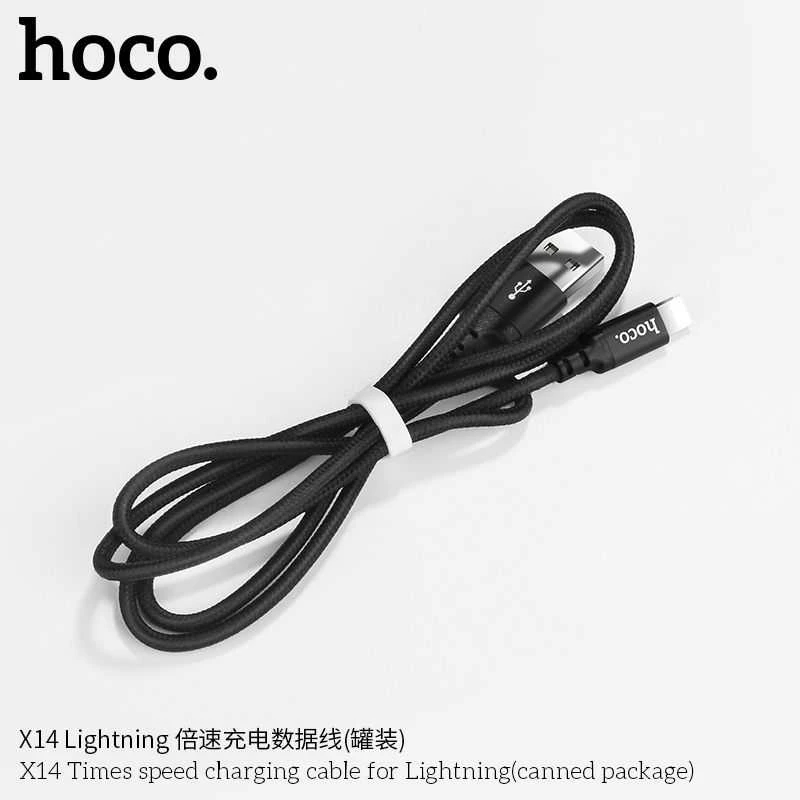 USB A tipo į „Lightning“ tipo laidas Hoco, 1 m x 14, juodas