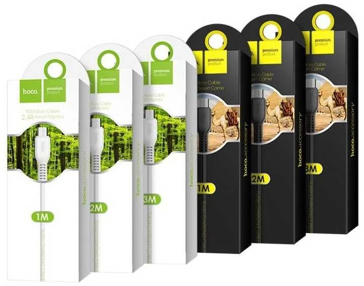 USB A tipo į „Lightning“ tipo laidas Hoco 2,4A, 1 m, juodas x20