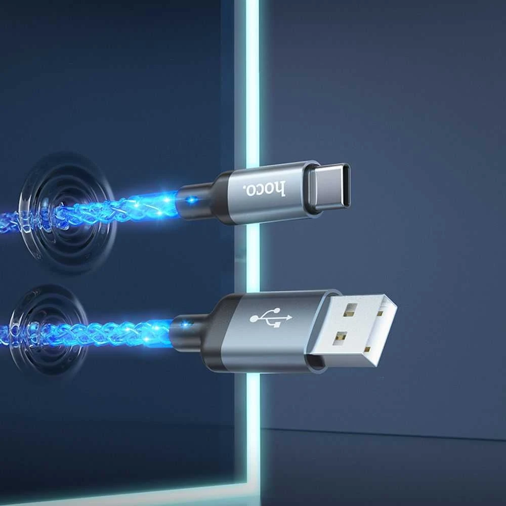 USB A į USB C laidas Hoco 3A 1 m U112 pilka
