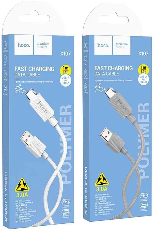 USB A į USB C laidas Hoco 3A 1 m X107 pilka