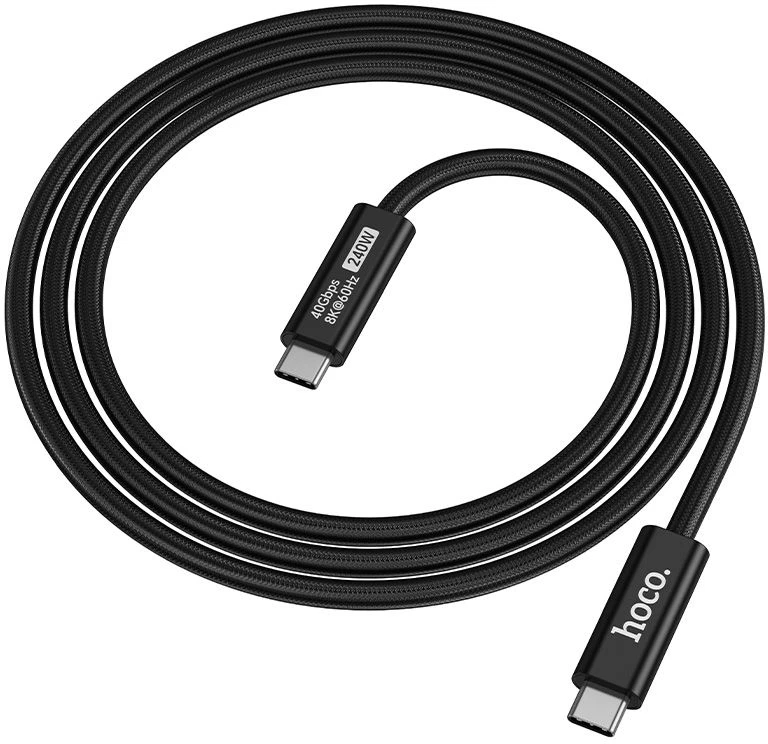 Cable USB C do USB C Hoco USB4 40Gbps/8K60Hz 5A 240W 1m US15 juodas
