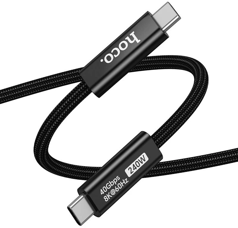 Cable USB C do USB C Hoco USB4 40Gbps/8K60Hz 5A 240W 1m US15 juodas