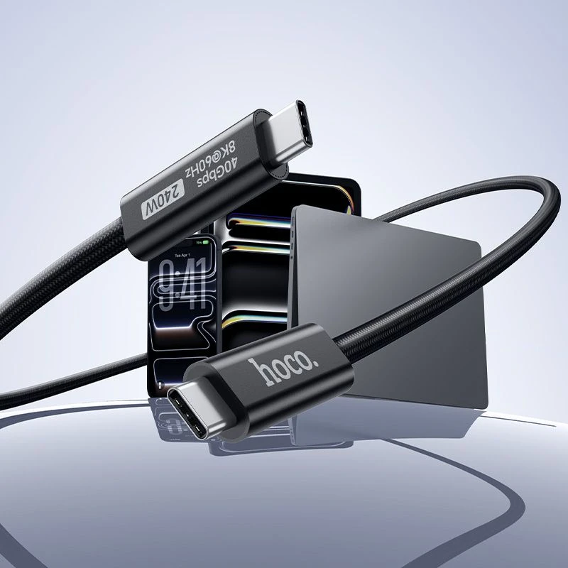 Cable USB C do USB C Hoco USB4 40Gbps/8K60Hz 5A 240W 1m US15 juodas