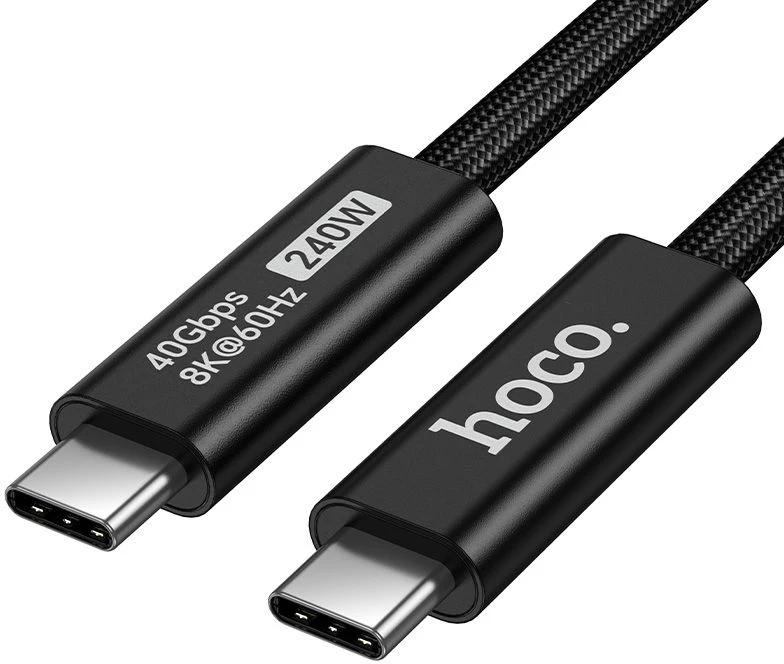 Cable USB C do USB C Hoco USB4 40Gbps/8K60Hz 5A 240W 1m US15 juodas