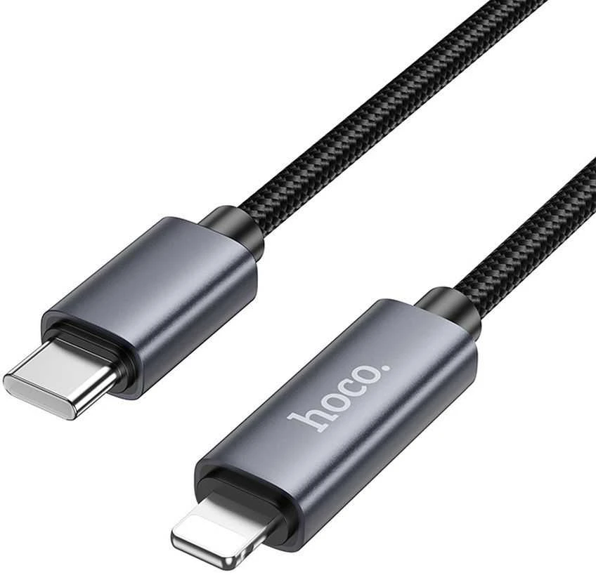 USB C į Lightning laidas Hoco PD 27W su ekranu 1 m X112 juodas