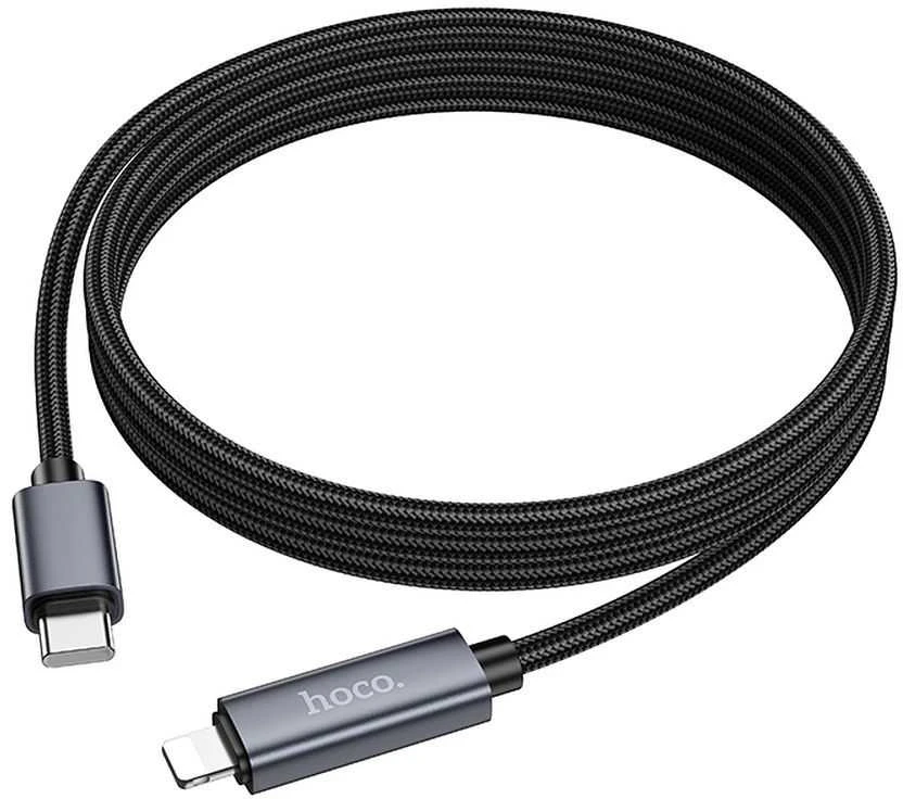 USB C į Lightning laidas Hoco PD 27W su ekranu 1 m X112 juodas