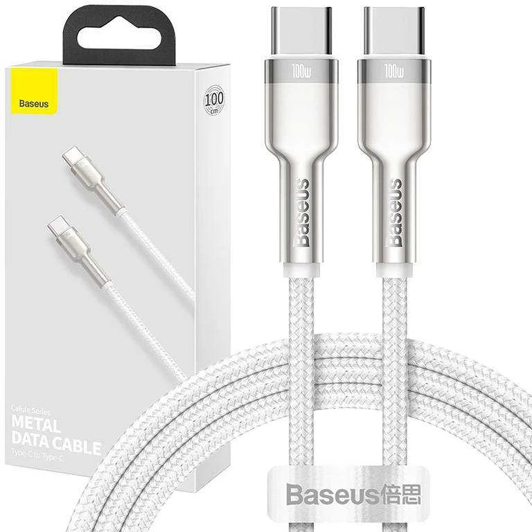 Baseus Cafule USB-C - USB-C laidas 100W 1m - Baltas